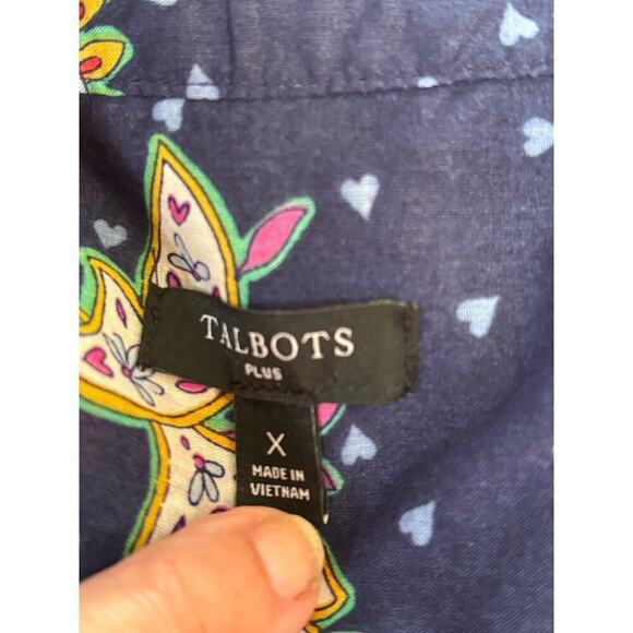 Talbots Plus blue paisley tunic, X, bohemian, vintage inspired, soft romantic - Picture 5 of 6